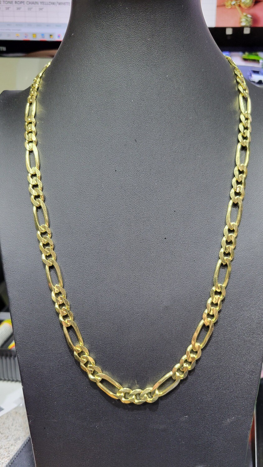 14K 8MM FIGARO CHAIN, PREORDERS TAKE 1 WEEK TO SHIP- PRICE ADJUSTED ACCORDING TO ACTUAL WEIGHT: 14K 8.4MM 22&quot; 56.8 GRAMS