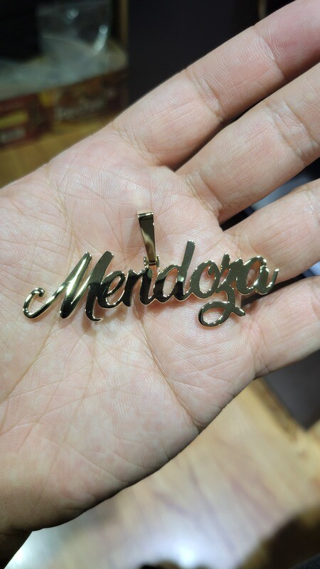 CUSTOM 14K MENDOZA NAMEPLATE PENDANT