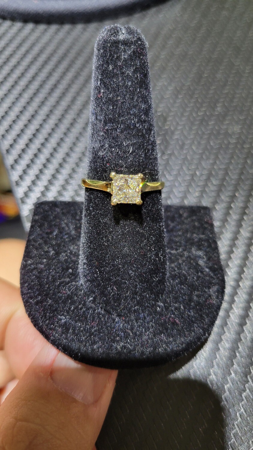 14K 1.25 CARAT PRINCESS SOLITAIRE DIAMOND RING (LAB)