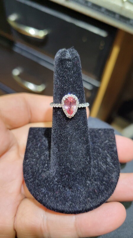 14K 1.11 CARAT NATURAL PADPARADSCHA SAPPHIRE DIAMOND RING