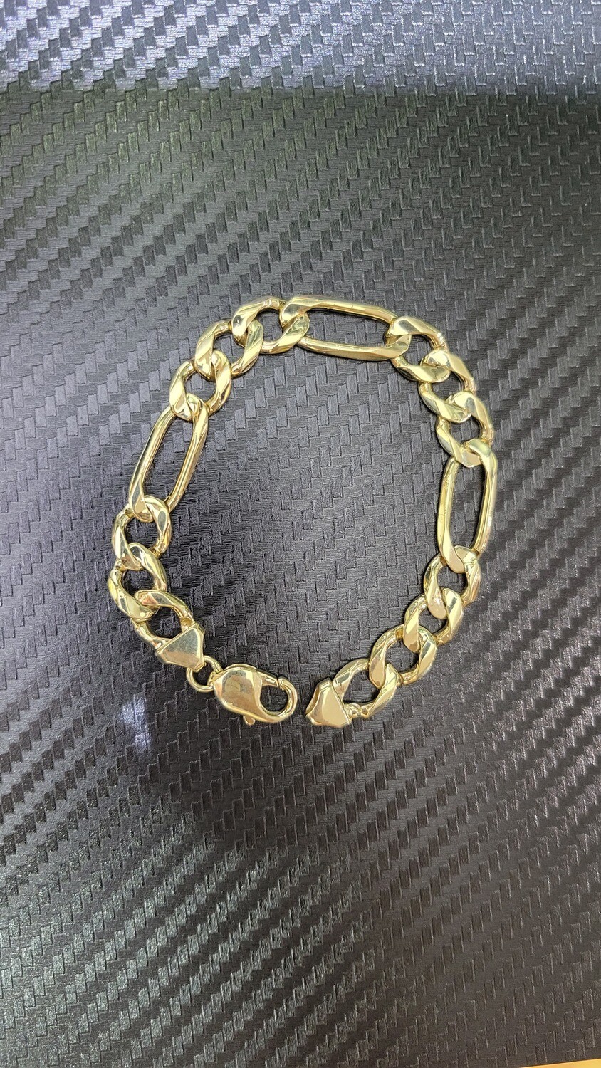 14K 9.5MM FIGARO BRACELET