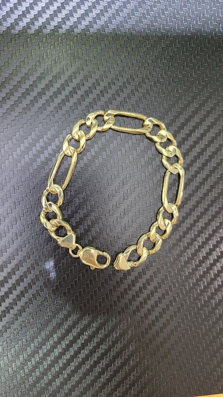 14K 9.5MM FIGARO BRACELET