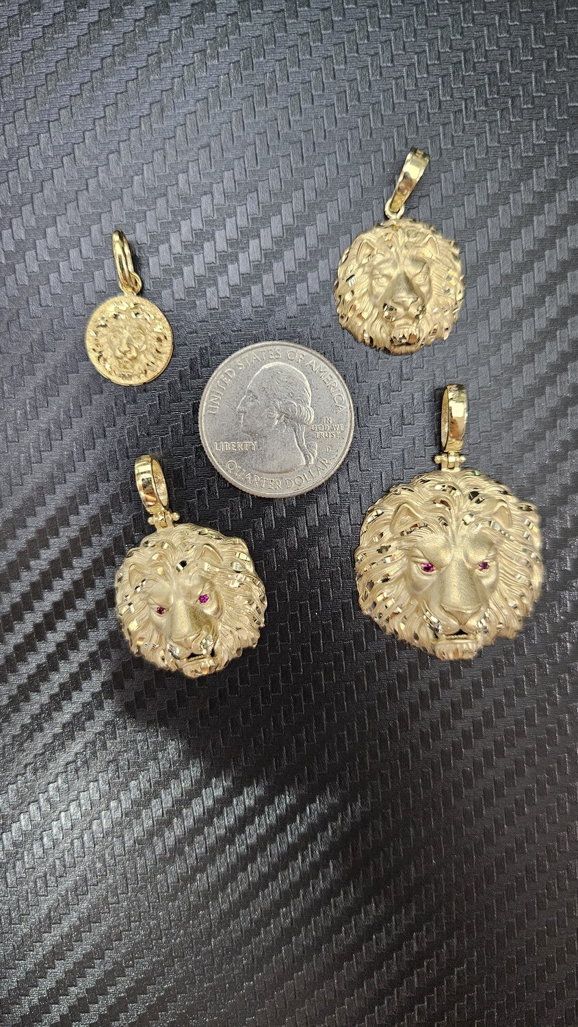 14K 3D D/C LION PENDANTS