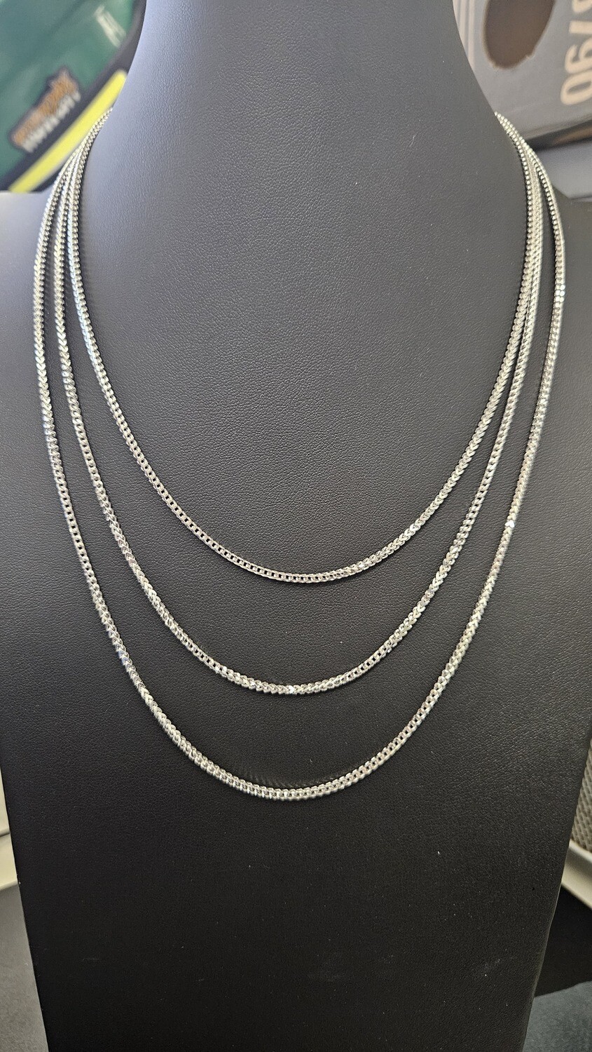 PLATINUM 2MM &quot;DIAMOND CUT&quot; FRANCO CHAIN