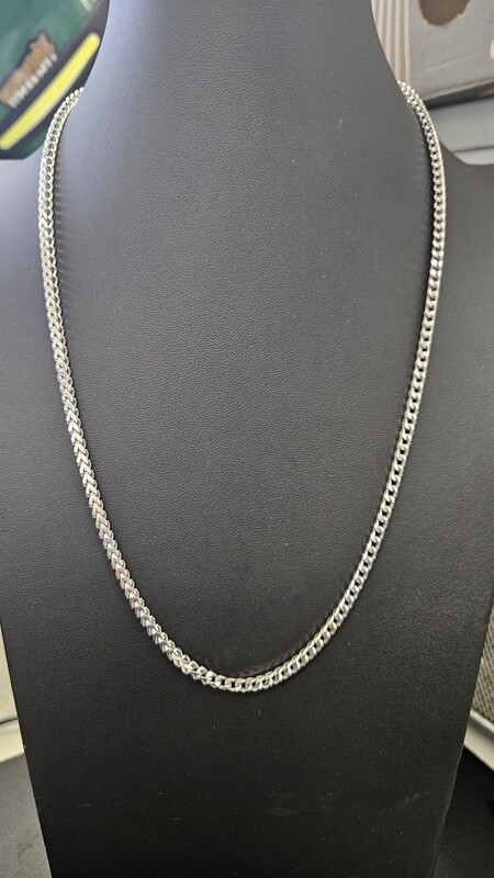 PLATINUM 3.3MM &quot;DIAMOND CUT&quot; FRANCO CHAIN