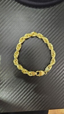 22K 8.5MM D/C ROPE BRACELET