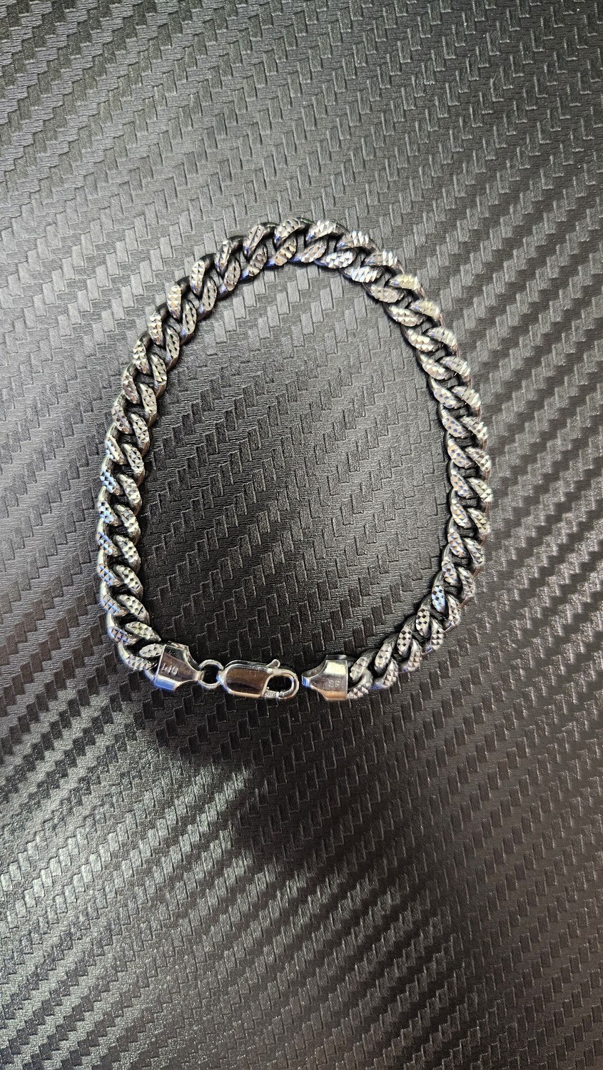 STERLING SILVER 7MM BLACK RHODIUM PAVE MIAMI CUBAN BRACELET