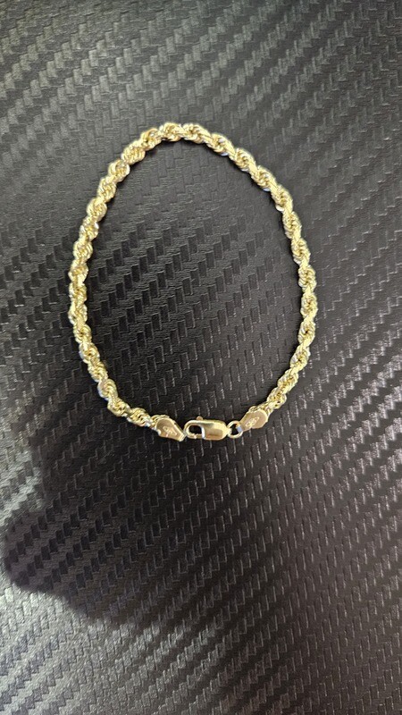 14K 3.5MM DIAMOND CUT ROPE BRACELET