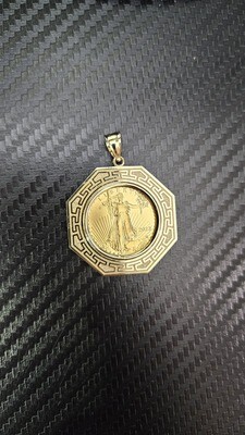 1/4TH OUNCE GOLD AMERICAN EAGLE/LADY LIBERTY W/ GREEK HEX BEZEL