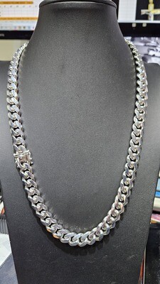 STERLING SILVER 12MM MIAMI CUBAN CHAIN (RHODIUM PLATED)