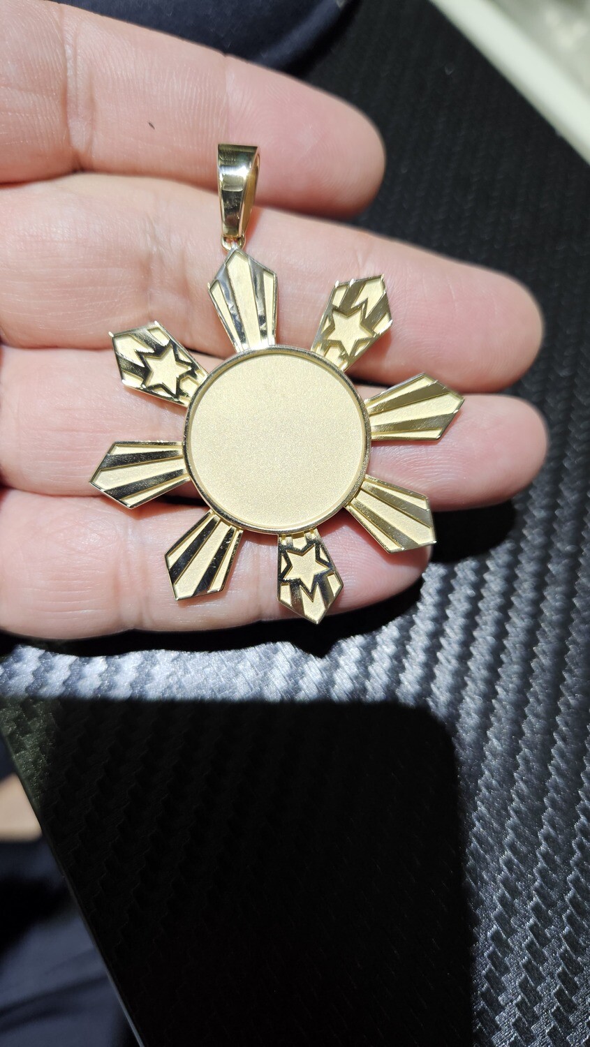 14K 2.5&quot; PHILLIPINES SUN PENDANT (CUSTOM)