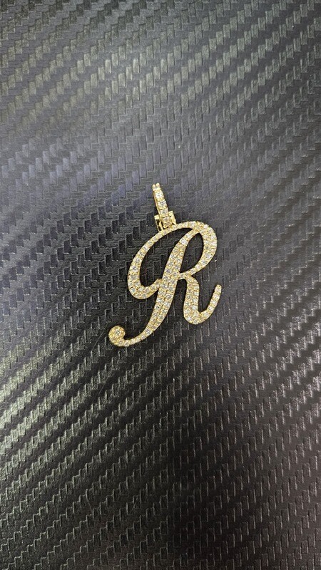 14K CUSTOM DIAMOND INITIAL &quot;R&quot; PENDANT