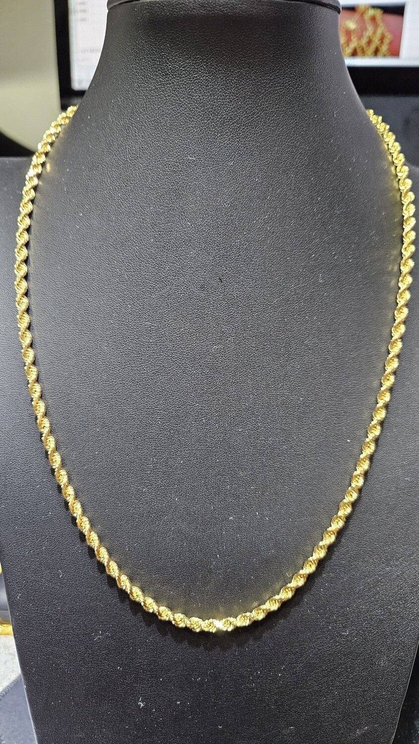 22K 4MM DIAMOND CUT ROPE CHAIN