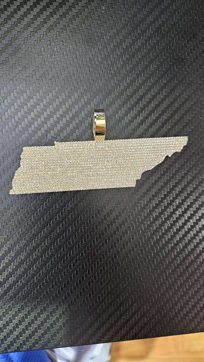 CUSTOM 10K 8 CARATS 4&quot; WIDE STATE PENDANT