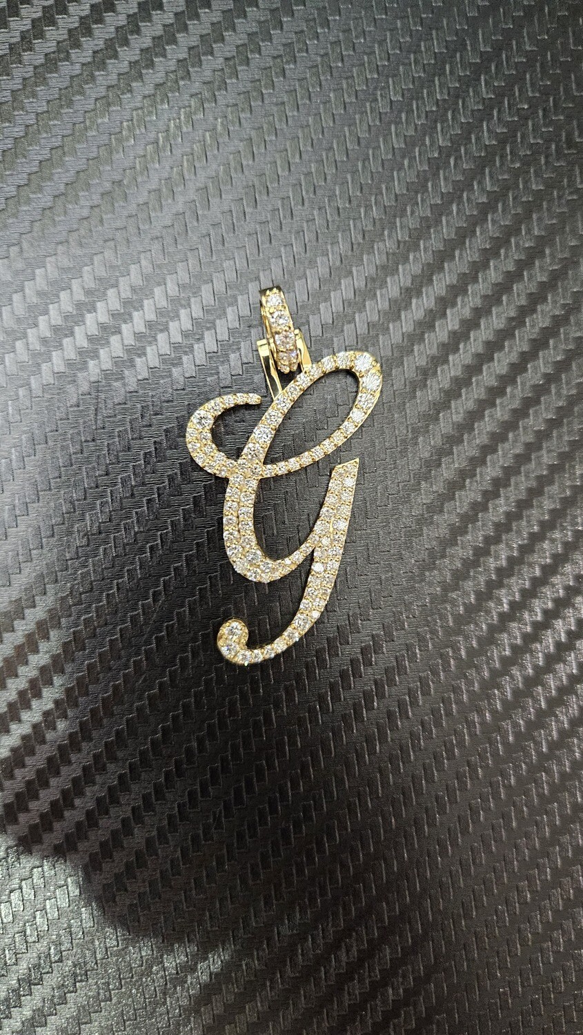 14K CUSTOM DIAMOND INITIAL &quot;G&quot; PENDANT
