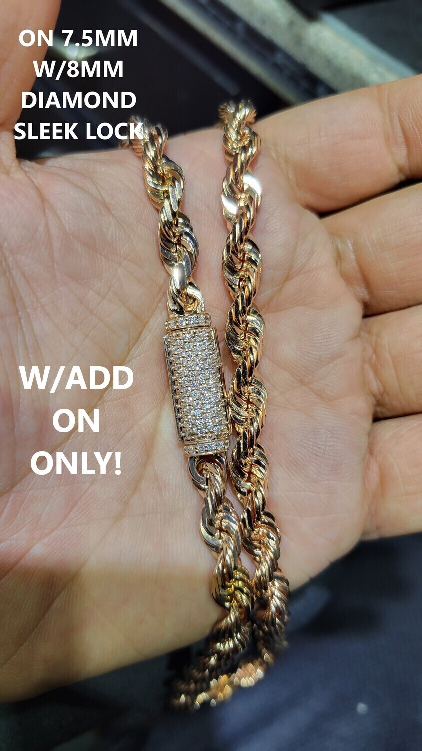 14K 7MM DIAMOND CUT ROPE CHAIN