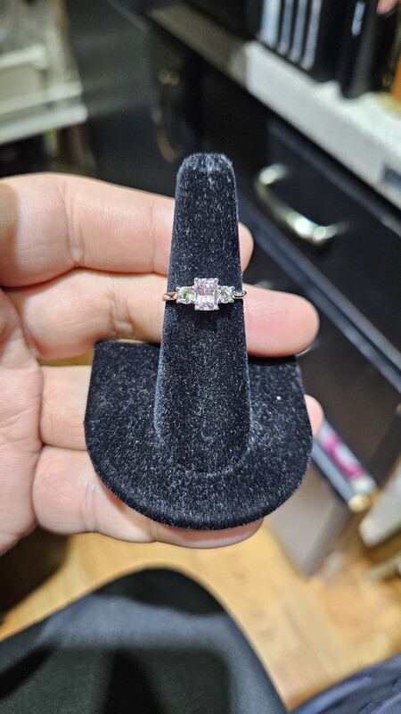 14K .87 CARAT BABY PINK SAPPHIRE RING W/ .33 CARAT LAB DIAMONDS