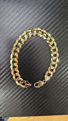 14K 11MM FLAT CURB BRACELET (ITALIAN FINISH)