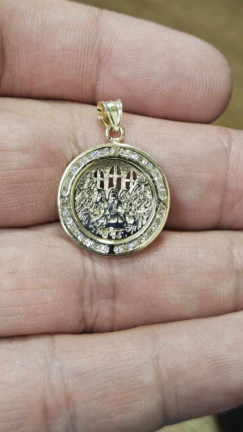 14K 1&quot; LAST SUPPER CZ PENDANT