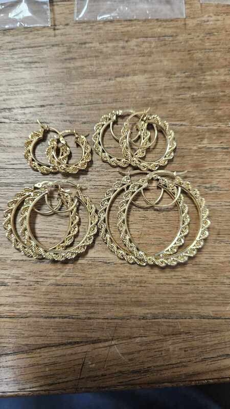 14K ROPE HOOP EARRINGS