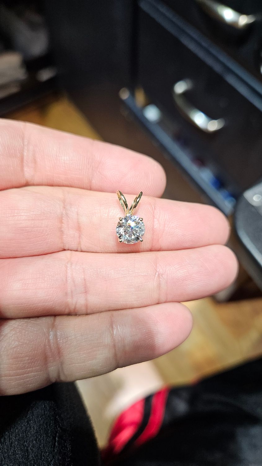 14K 2 CARAT SOLITAIRE DIAMOND PENDANT (LAB)