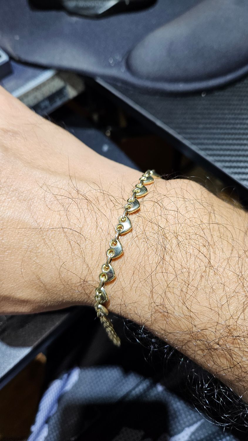 14K PUFFY HEART NECKLACE AND BRACELET, WIDTHS &amp; LENGTHS: 14K 6.5MM 8&quot; BRACELET 6.7 GRAMS