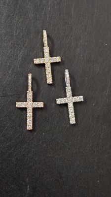 14K 1&quot; .45 CARAT DIAMOND CROSS (LAB)