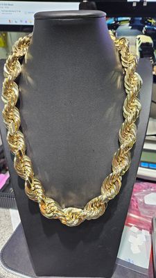 14K 20MM DIAMOND CUT ROPE CHAIN