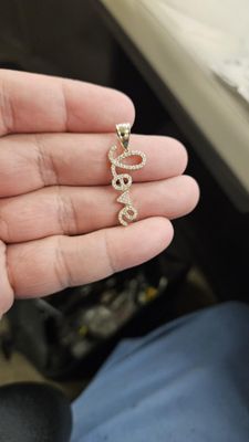 14K 1.3&quot; DIAMOND LOVE PENDANT