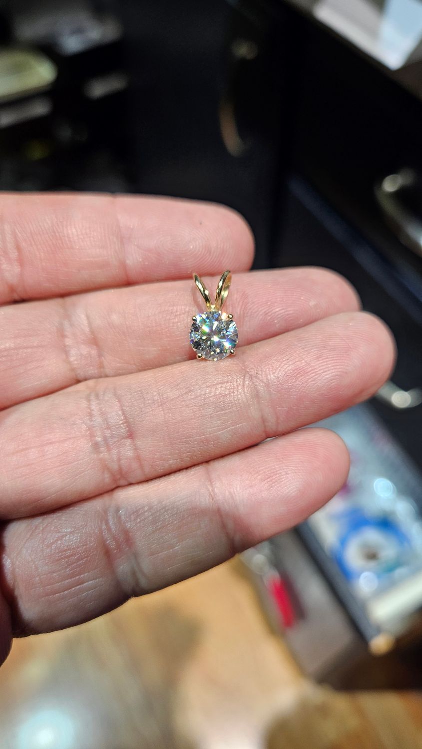 14K 2 CARAT SOLITAIRE PENDANT (MOISSANITE)