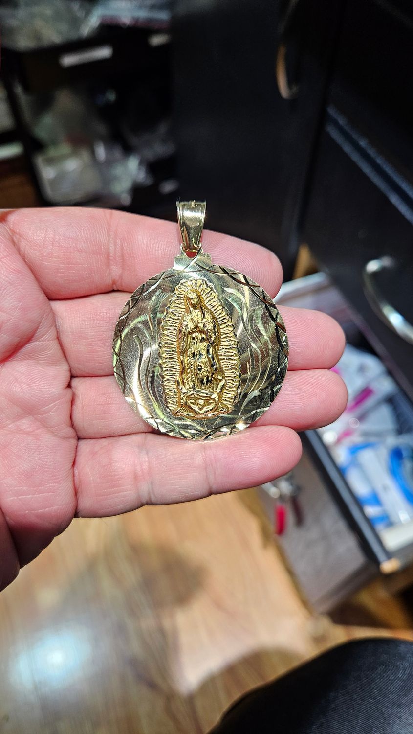 14K 2.4&quot; VIRGIN MARY SCAPULAR PENDANT