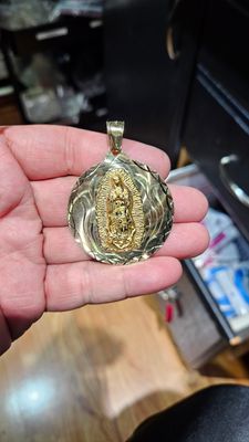 14K 2.4&quot; VIRGIN MARY SCAPULAR PENDANT