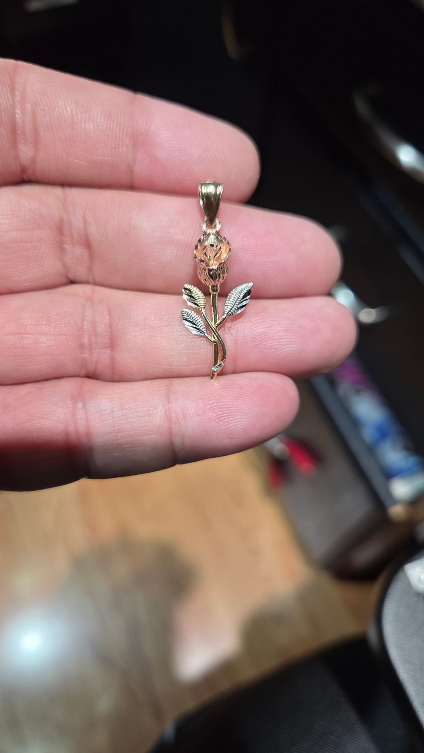 14K 1.4&quot; TRI COLOR ROSE PENDANT