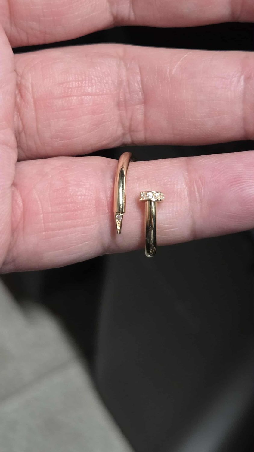 14K FANCY RINGS, 14K FANCY RINGS: 14K CZ NAIL RING 1.3 GRAMS (SIZE 7)