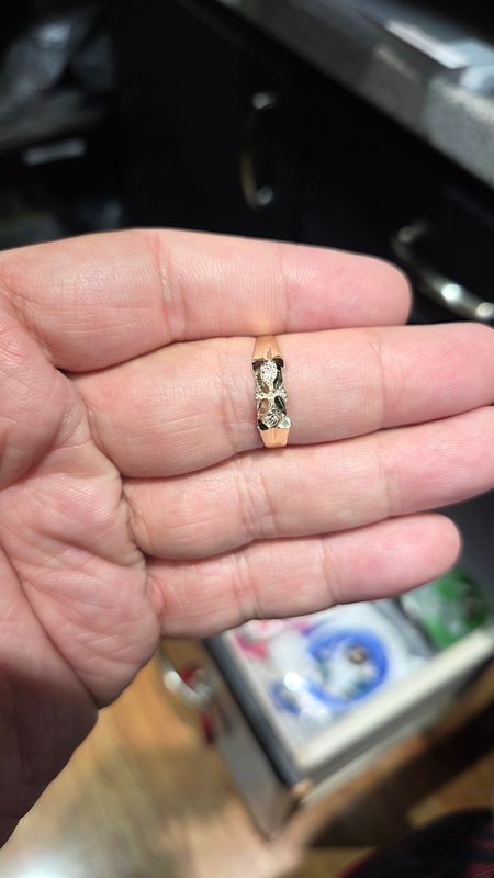 14K 5.5MM DIAMOND CUT NUGGET RING