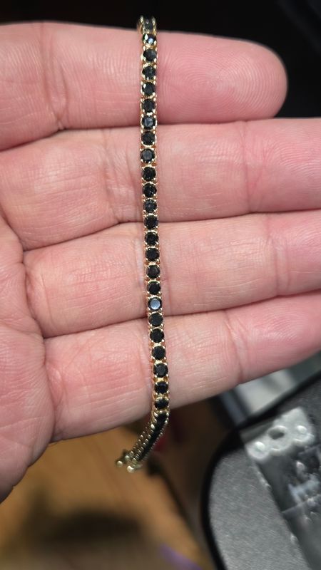14K 3MM 7&quot; BLACK DIAMOND TENNIS BRACELET  (USED)