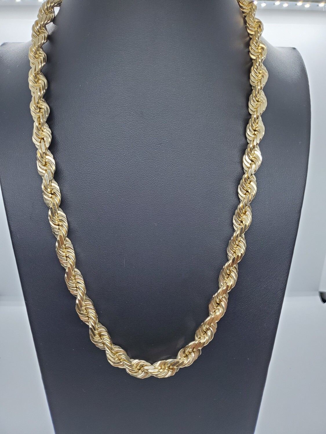 14K 10MM DIAMOND CUT ROPE CHAIN