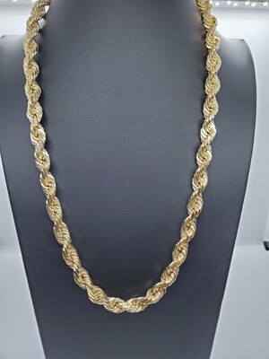 14K 10MM DIAMOND CUT ROPE CHAIN