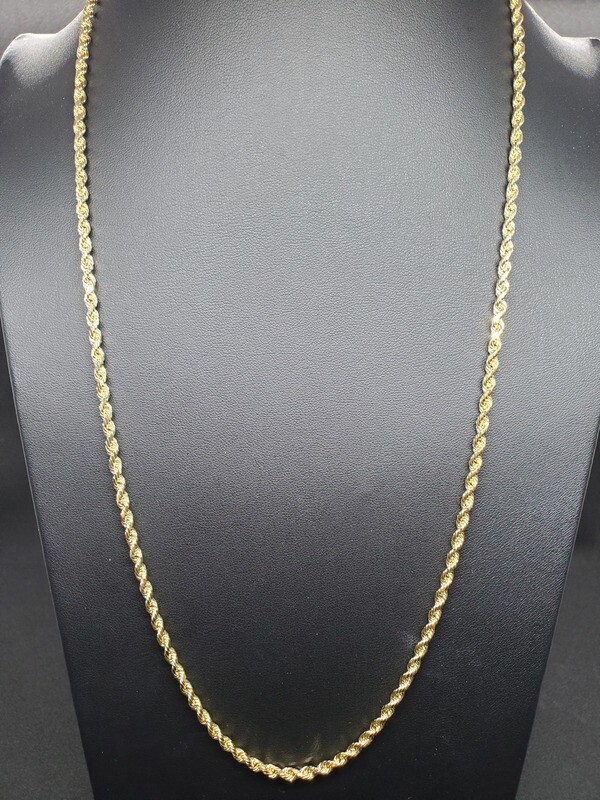 14K 3MM DIAMOND CUT ROPE CHAIN