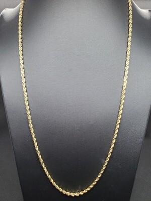 14K 3MM DIAMOND CUT ROPE CHAIN