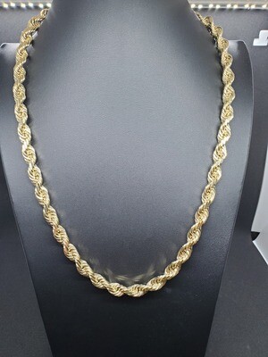 14K 8.5MM DIAMOND CUT ROPE CHAIN