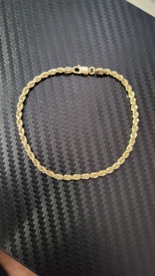 14K 3MM DIAMOND CUT ROPE BRACELET