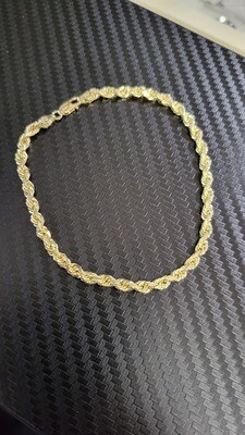 14K 4MM DIAMOND CUT ROPE BRACELET