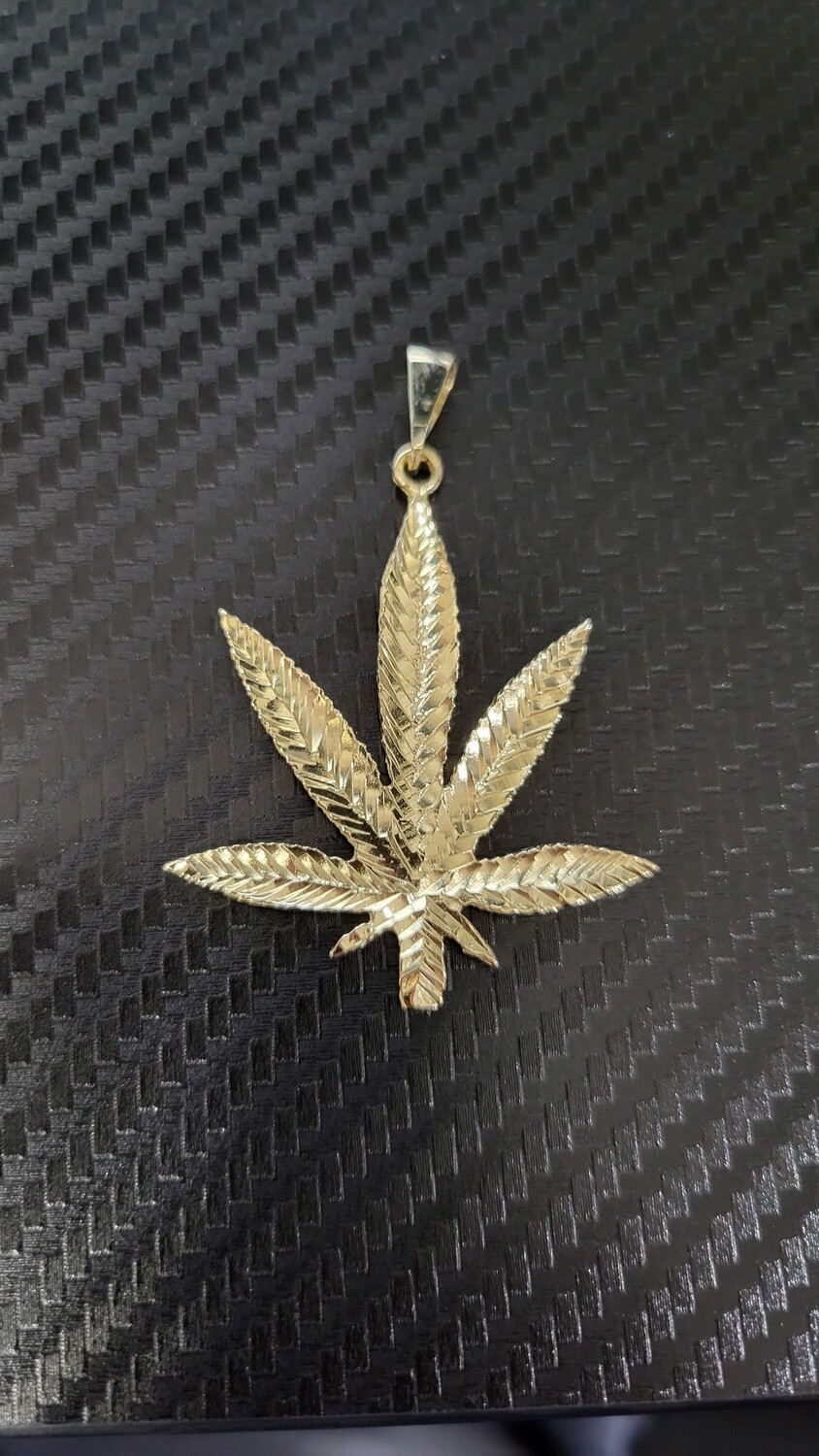 14K 2.25" WEED MARIJUANA PENDANT
