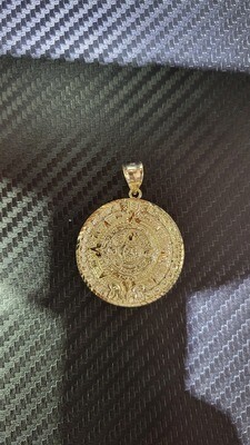 14K 2.25" AZTEC CALENDAR PENDANT