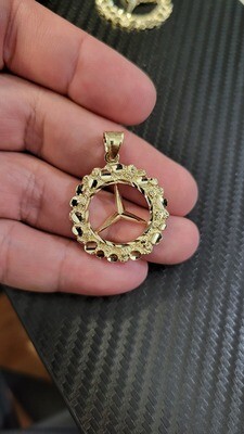 14K MERCEDES BENZ NUGGET PENDANT