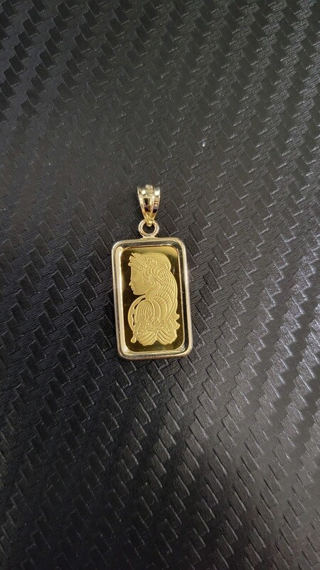 1.1" 2.5 GRAM PAMP SUISSE LADY FORTUNA PENDANT W/PLAIN BEZEL
