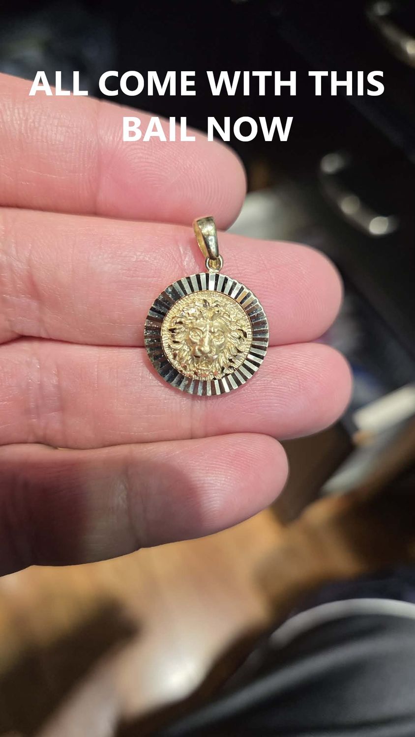 14K 1.1" D/C LION PENDANT, 14K 1.1" LION PENDANT: 14K 1.1" D/C BORDER LION PENDANT  APPROX. 4.1 GRAMS