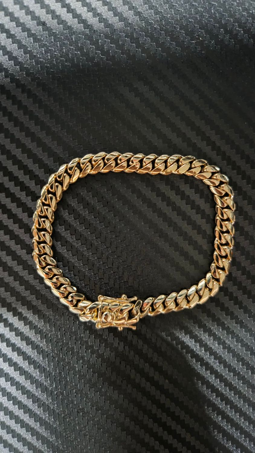 14K 7MM MIAMI CUBAN BRACELET (HANDMADE)