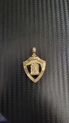 14K 1.4" SHIELD JESUS PENDANTS